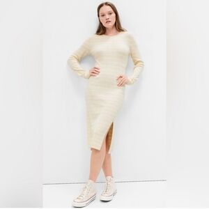 GAP RIBBED STRIPE CREWNECK MIDI DRESS